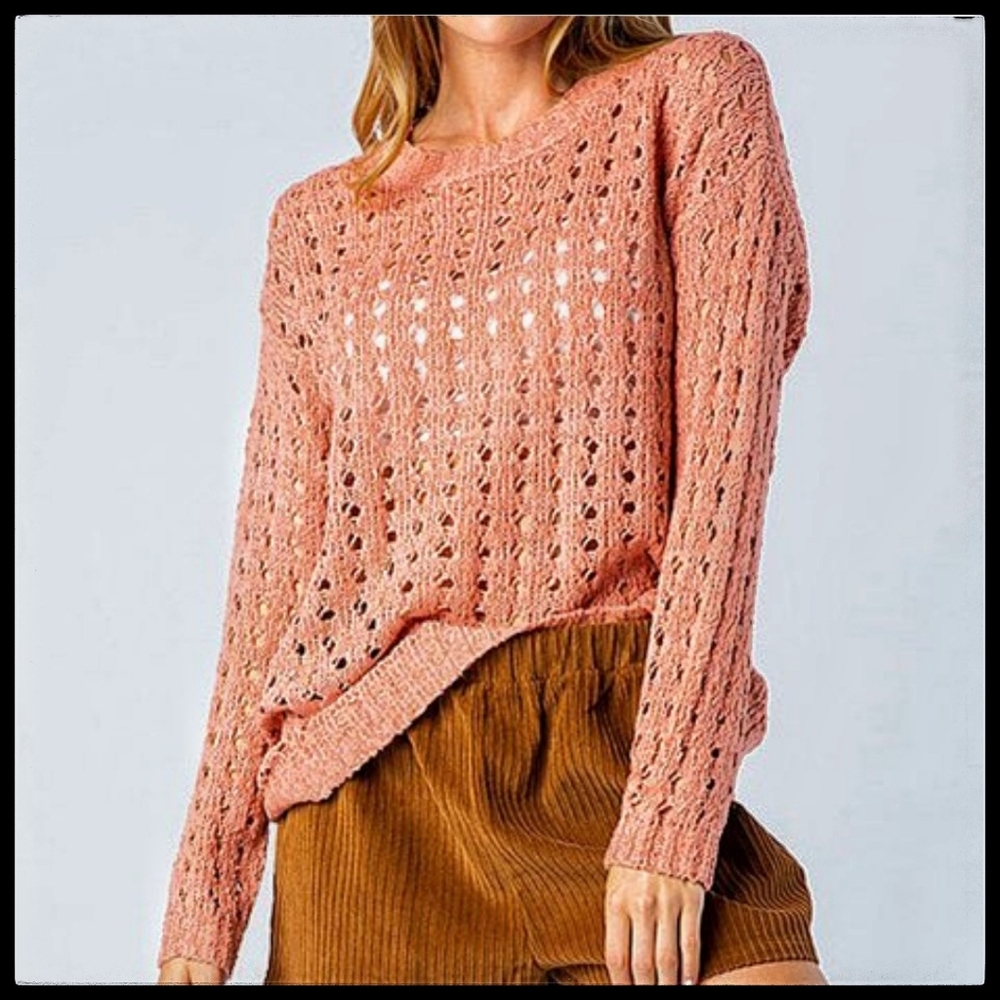 Eyelit Sweater, Coral, Gorgeous! NWT